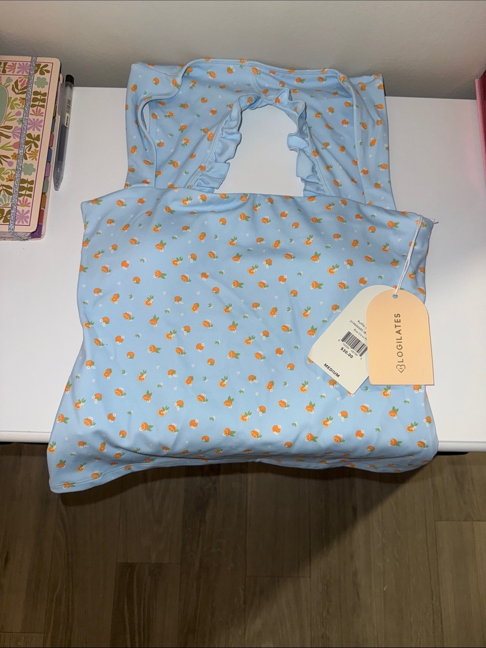 Blogilates Blue Orange Print Tote Bag